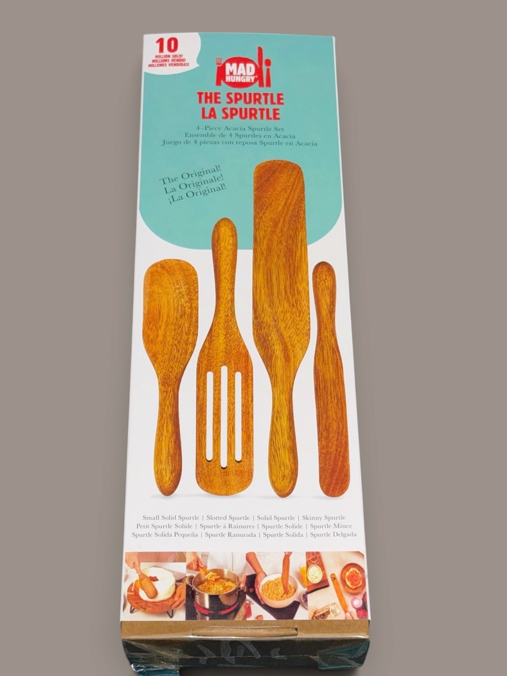 Mad Hungry 4-Piece Acacia Spurtle Set MSRP $40 As Seen on TV NIB - Picture 5 of 8